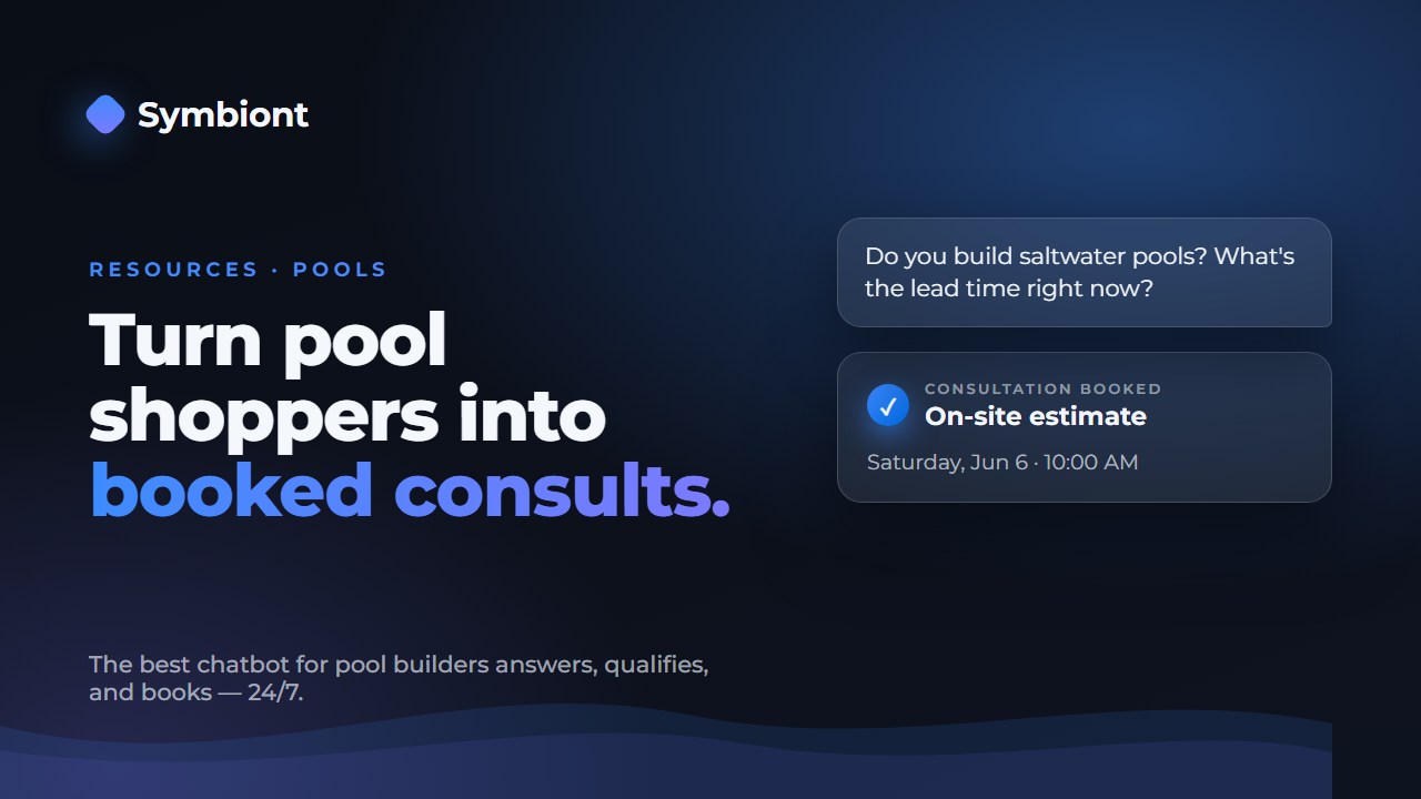 Turning pool shoppers into booked consultations — a Symbiont chat assistant booking an on-site pool estimate